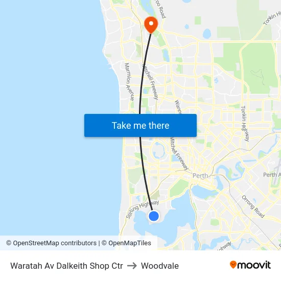 Waratah Av Dalkeith Shop Ctr to Woodvale map