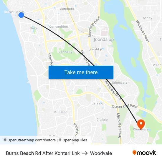 Burns Beach Rd After Kontari Lnk to Woodvale map