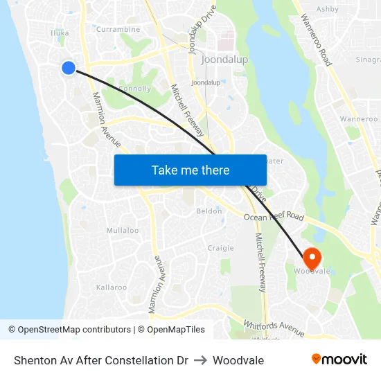 Shenton Av After Constellation Dr to Woodvale map