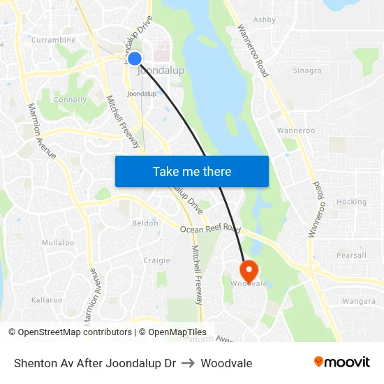 Shenton Av After Joondalup Dr to Woodvale map