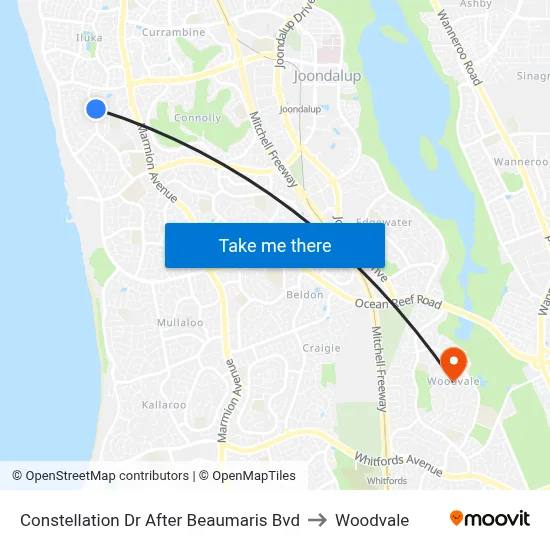 Constellation Dr After Beaumaris Bvd to Woodvale map