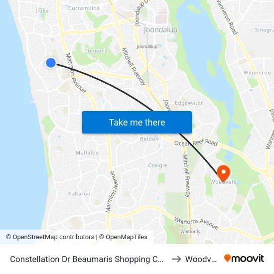 Constellation Dr Beaumaris Shopping Centre to Woodvale map