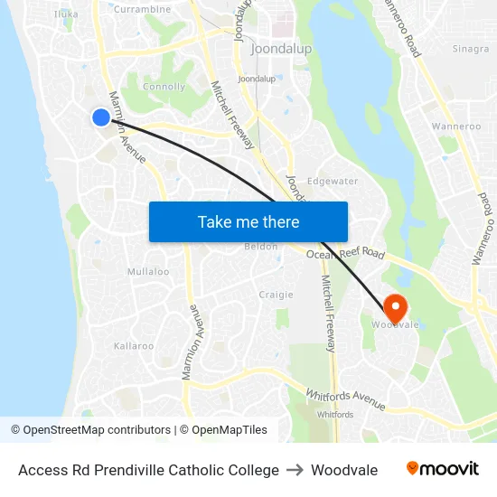Access Rd Prendiville Catholic College to Woodvale map