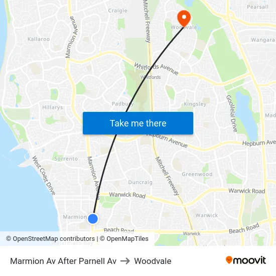 Marmion Av After Parnell Av to Woodvale map