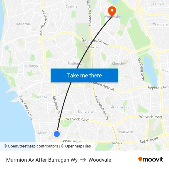 Marmion Av After Burragah Wy to Woodvale map