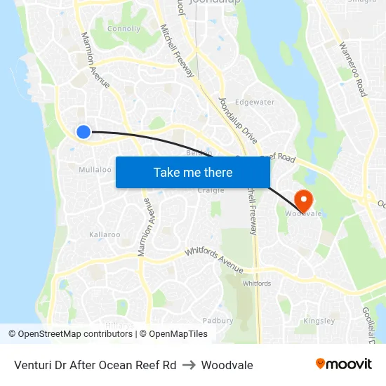 Venturi Dr After Ocean Reef Rd to Woodvale map