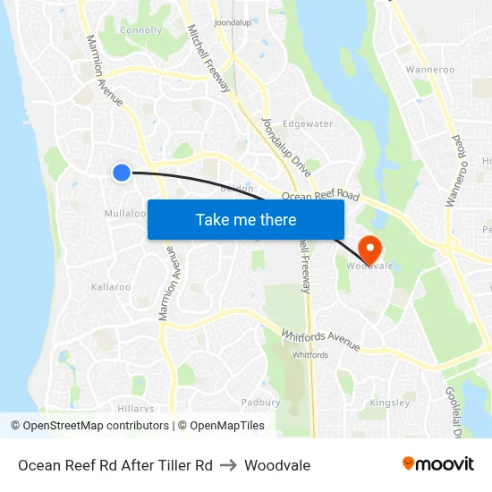 Ocean Reef Rd After Tiller Rd to Woodvale map