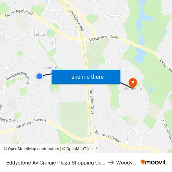 Eddystone Av Craigie Plaza Shopping Centre to Woodvale map