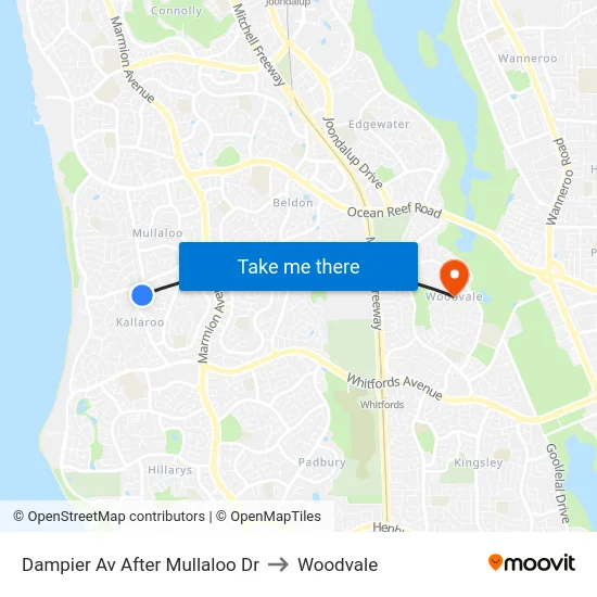 Dampier Av After Mullaloo Dr to Woodvale map