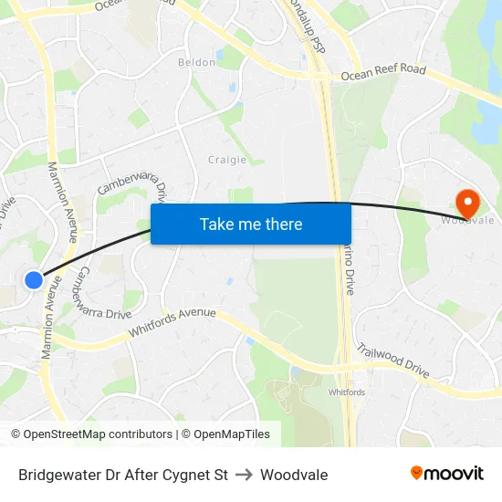 Bridgewater Dr After Cygnet St to Woodvale map