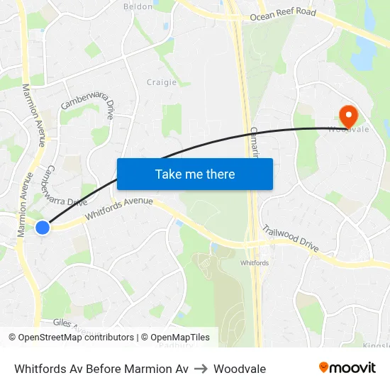 Whitfords Av Before Marmion Av to Woodvale map