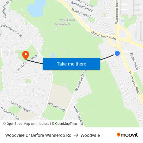 Woodvale Dr Before Wanneroo Rd to Woodvale map