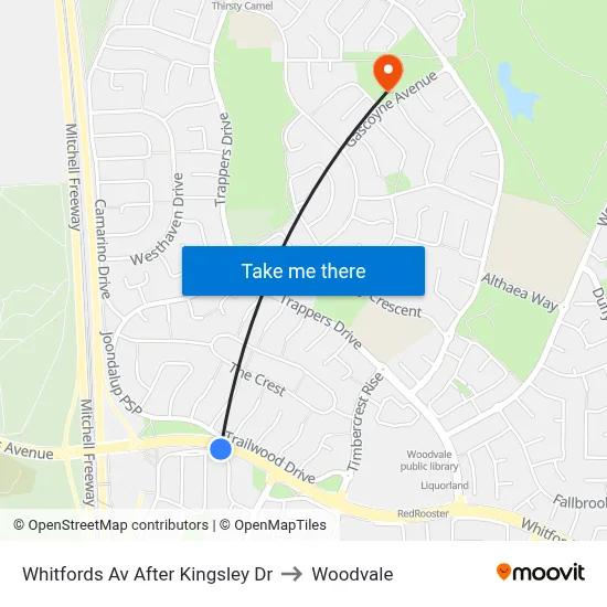 Whitfords Av After Kingsley Dr to Woodvale map