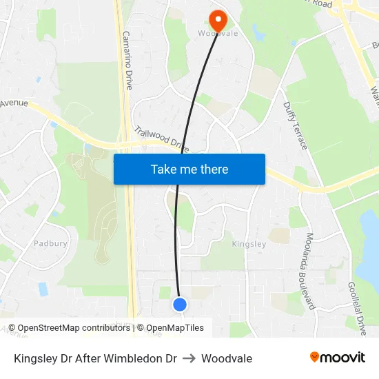 Kingsley Dr After Wimbledon Dr to Woodvale map