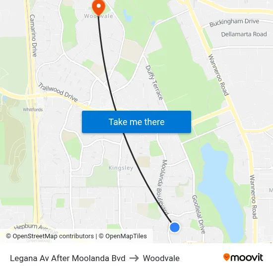 Legana Av After Moolanda Bvd to Woodvale map