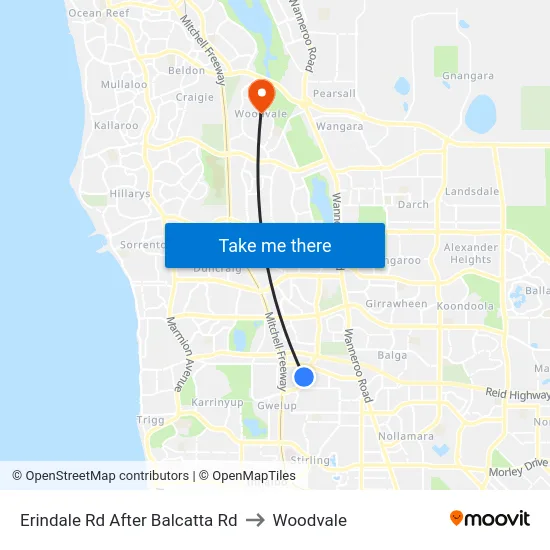 Erindale Rd After Balcatta Rd to Woodvale map