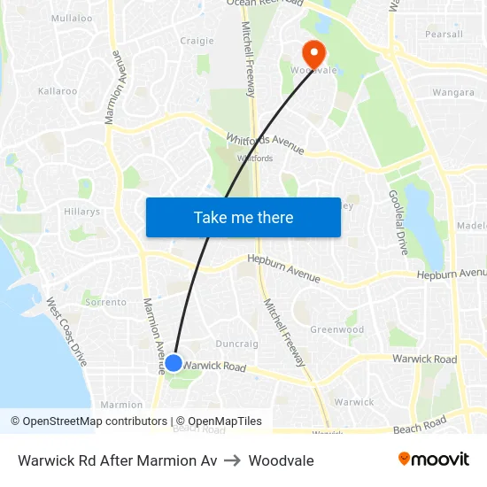Warwick Rd After Marmion Av to Woodvale map