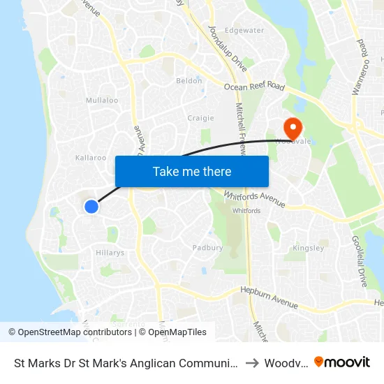 St Marks Dr St Mark's Anglican Community School to Woodvale map