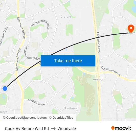 Cook Av Before Wild Rd to Woodvale map