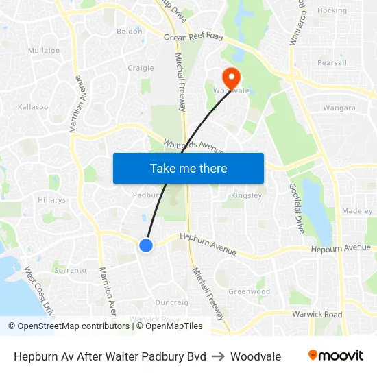 Hepburn Av After Walter Padbury Bvd to Woodvale map
