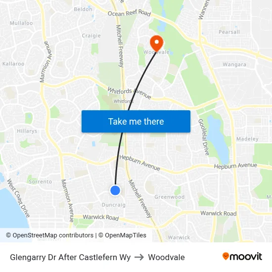 Glengarry Dr After Castlefern Wy to Woodvale map
