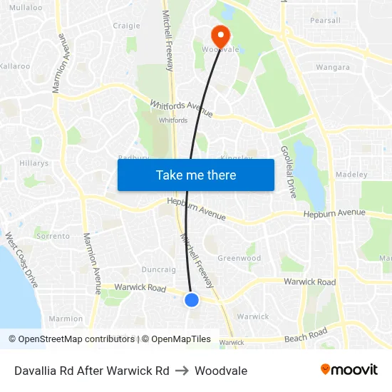 Davallia Rd After Warwick Rd to Woodvale map