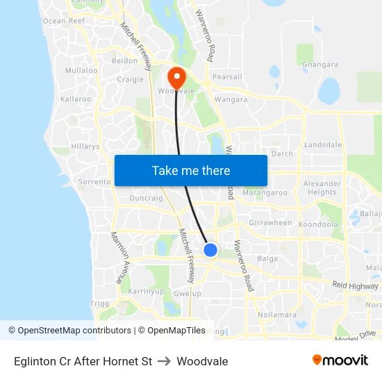Eglinton Cr After Hornet St to Woodvale map