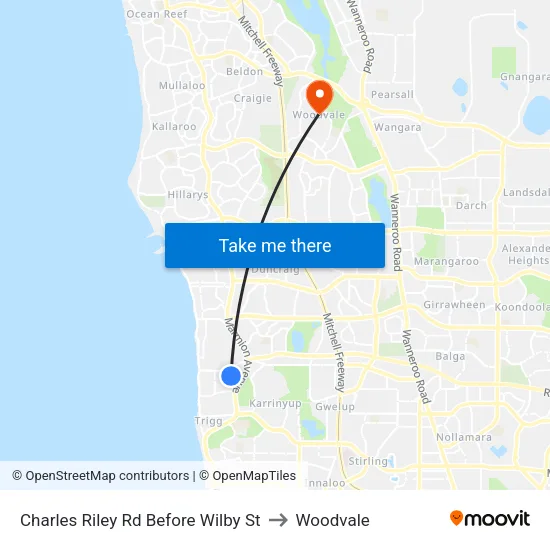 Charles Riley Rd Before Wilby St to Woodvale map