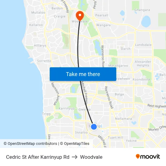 Cedric St After Karrinyup Rd to Woodvale map