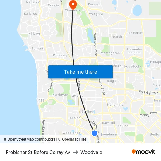 Frobisher St Before Colray Av to Woodvale map