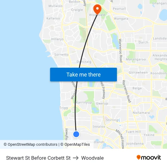 Stewart St Before Corbett St to Woodvale map