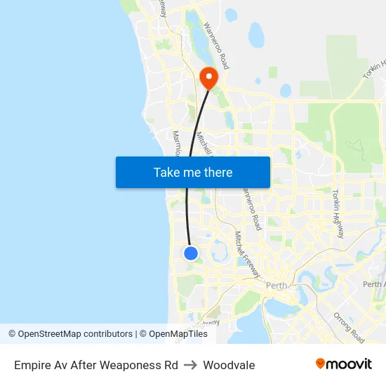 Empire Av After Weaponess Rd to Woodvale map