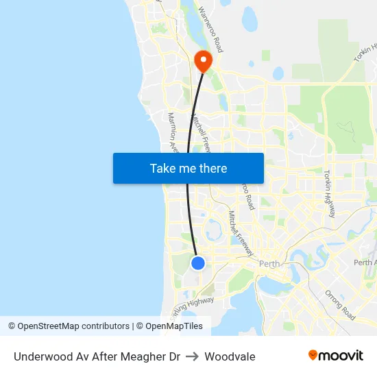 Underwood Av After Meagher Dr to Woodvale map
