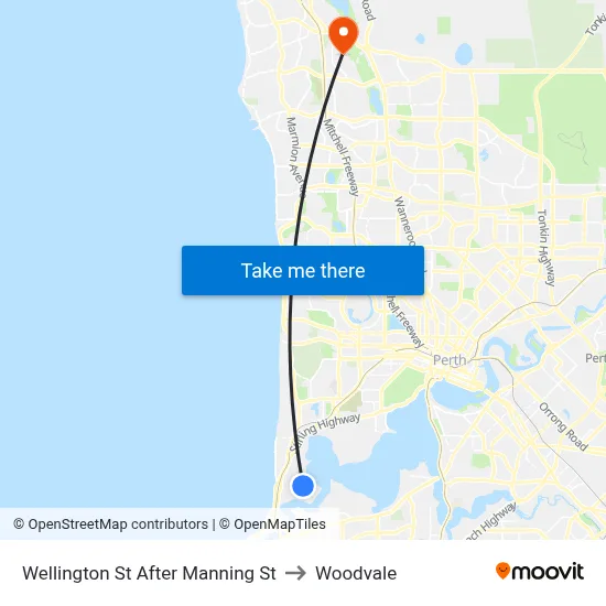 Wellington St After Manning St to Woodvale map