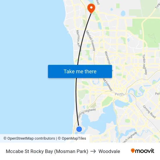 Mccabe St Rocky Bay (Mosman Park) to Woodvale map