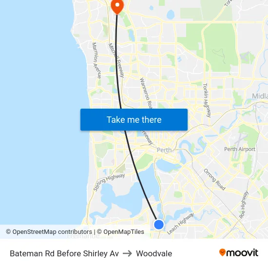 Bateman Rd Before Shirley Av to Woodvale map