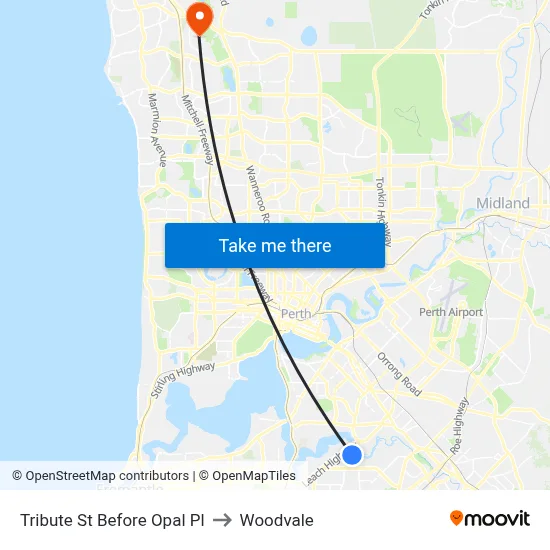 Tribute St Before Opal Pl to Woodvale map