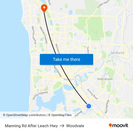 Manning Rd After Leach Hwy to Woodvale map