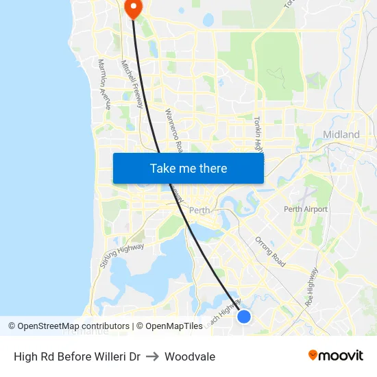 High Rd Before Willeri Dr to Woodvale map