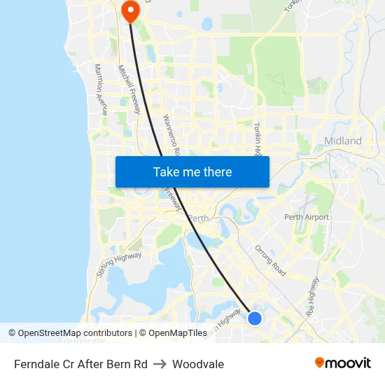 Ferndale Cr After Bern Rd to Woodvale map