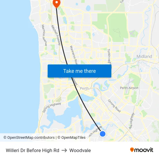 Willeri Dr Before High Rd to Woodvale map