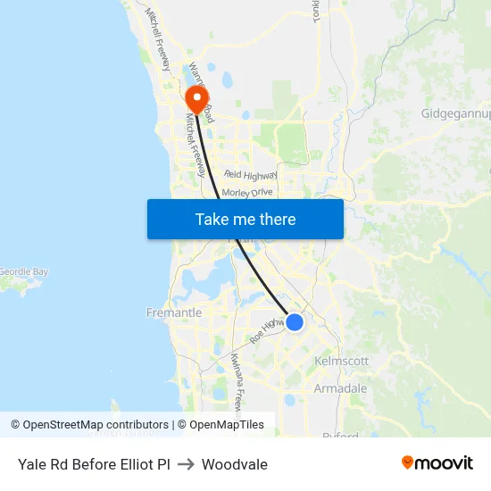 Yale Rd Before Elliot Pl to Woodvale map