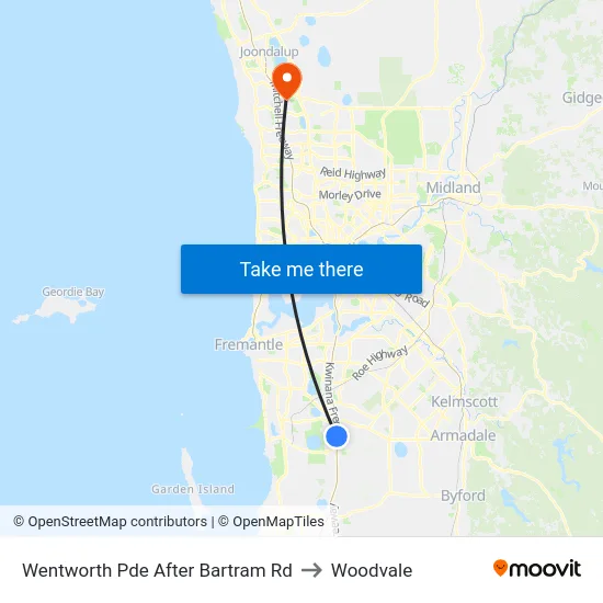 Wentworth Pde After Bartram Rd to Woodvale map
