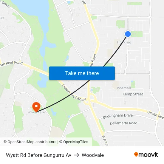Wyatt Rd Before Gungurru Av to Woodvale map