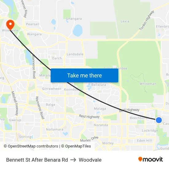 Bennett St After Benara Rd to Woodvale map
