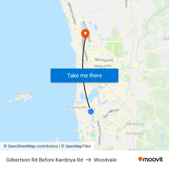 Gilbertson Rd Before Kardinya Rd to Woodvale map