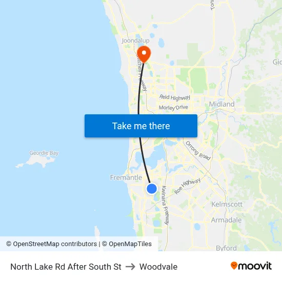 North Lake Rd After South St to Woodvale map