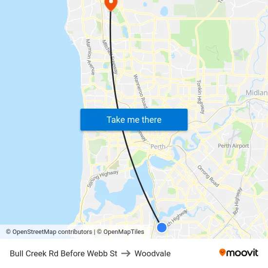 Bull Creek Rd Before Webb St to Woodvale map