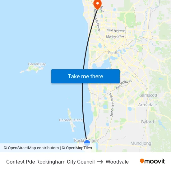 Contest Pde Rockingham City Council to Woodvale map