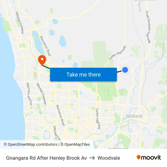 Gnangara Rd After Henley Brook Av to Woodvale map